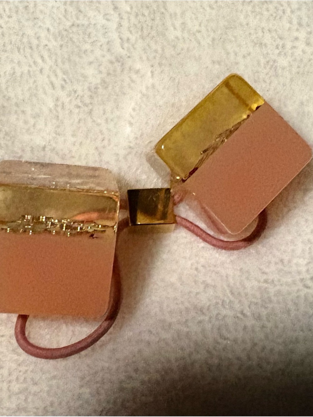 Gold Accent Peach/Pink Resin Hair Tie - Picture 3 of 4